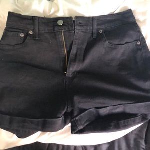 Black denim mom jean shorts